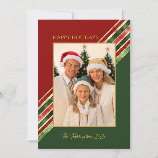 Happy Holidays Elegantes Foto Weihnachten (Vorderseite)