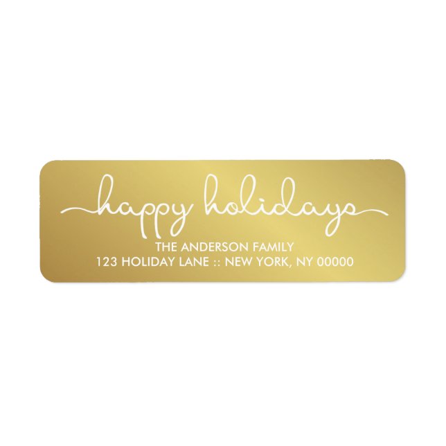 Happy Holidays Elegantes Gold Hand Letter Label (Vorne)