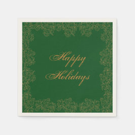 Happy Holidays Elegantes Grünbuch Napkins Serviette