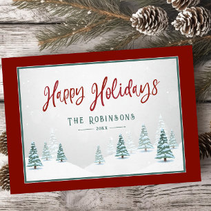 Happy Holidays Elegantes Land Winter Art Szene Feiertagskarte