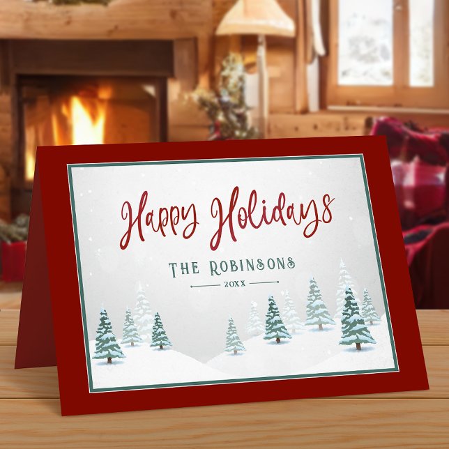 Happy Holidays Elegantes Landwinterland Feiertagskarte (Available in high quality print or digital download for quick text messaging, email or self print.)