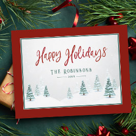 Happy Holidays Elegantes Landwinterland Feiertagspostkarte