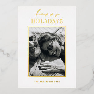 Happy Holidays   Elegantes Minimalistisches Weihna Folien Feiertagskarte