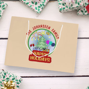 Happy Holidays Elegantes Weihnachtsfest Kinder Große Geschenktüte