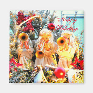 Happy Holidays Engel trompeln Magnet