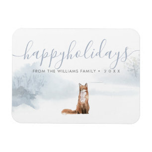 Happy Holidays Familie Name Weihnachten Winter Fox Magnet
