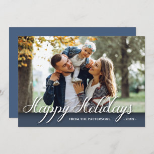 Happy Holidays Family Foto Elegantes Design Karte