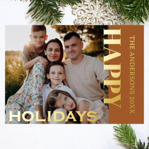 Happy Holidays Family Foto Klassisches Lebkuchen Folien Feiertagskarte