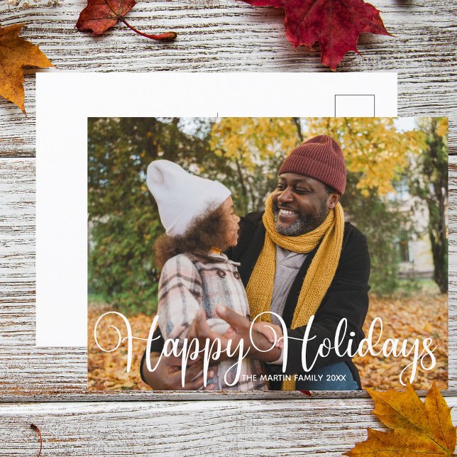 Happy Holidays Family Foto Modernes Minimalistisch Postkarte (Von Creator hochgeladen)