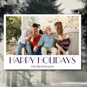 Happy Holidays Family Foto Simple Midnight Lila Feiertagskarte