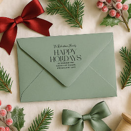 Happy Holidays Family Return Address Permastempel