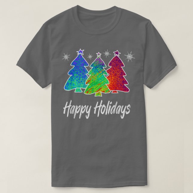 Happy Holidays farbenfrohe blaugrüne rote Niedlich T-Shirt (Design vorne)