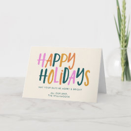 Happy Holidays | Farbige Typografie Personalisiert Karte