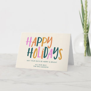 Happy Holidays Farbige Typografie Personalisiert Karte