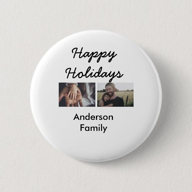 Happy holidays father son Christmas photo family n Button (Vorderseite)