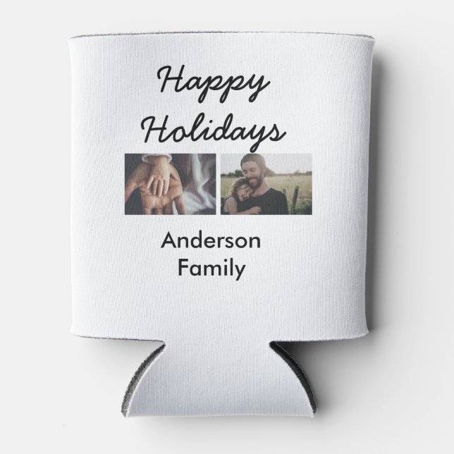 Happy holidays father son Christmas photo family n Dosenkühler (Vorderseite)