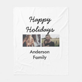 Happy holidays father son Christmas photo family n Fleecedecke