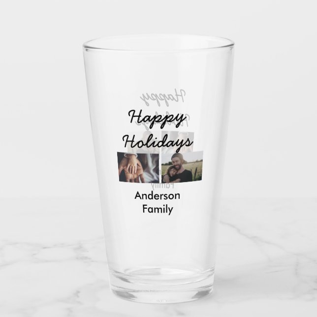 Happy holidays father son Christmas photo family n Glas (Vorderseite)