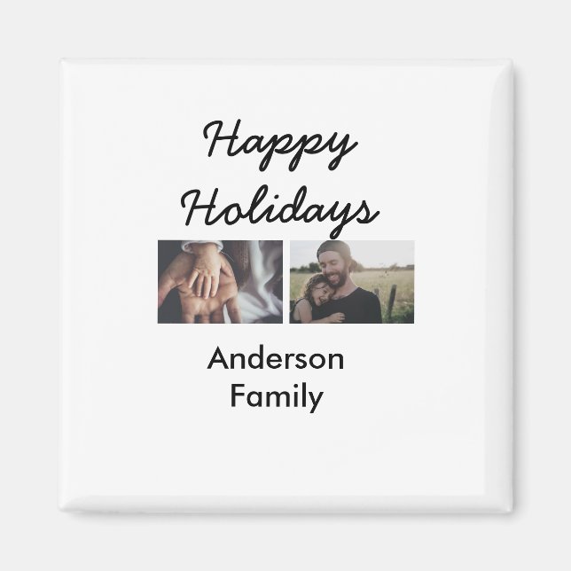 Happy holidays father son Christmas photo family n Magnet (Vorne)