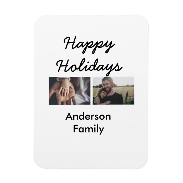 Happy holidays father son Christmas photo family n Magnet (Vertikal)