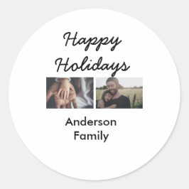 Happy holidays father son Christmas photo family n Runder Aufkleber