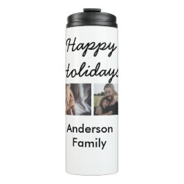Happy holidays father son Christmas photo family n Thermosbecher