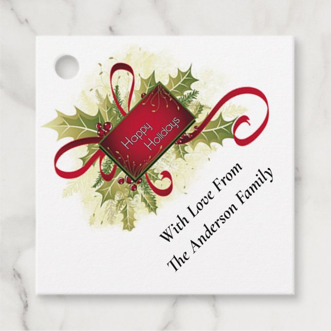 Happy Holidays Favor Tags Geschenkanhänger (Vorderseite)