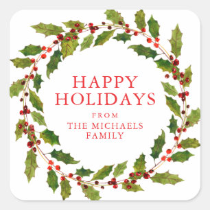 Happy Holidays   Feierliche Feiertage Quadratischer Aufkleber