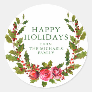 Happy Holidays | Feierliche Feiertage Runder Aufkleber