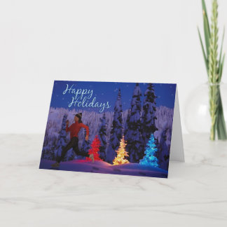 Happy Holidays - Female Runner Feiertagskarte