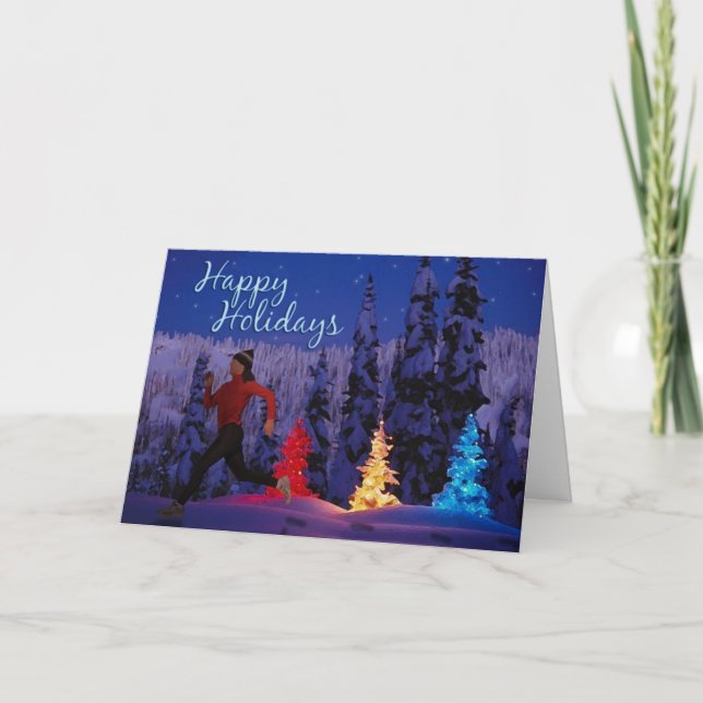 Happy Holidays - Female Runner Feiertagskarte (Vorderseite)
