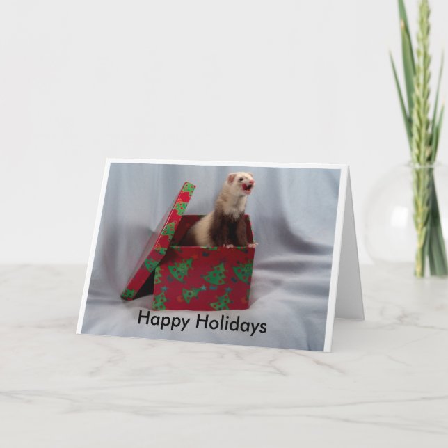 Happy Holidays Ferret Card Feiertagskarte (Vorderseite)