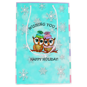 Happy Holidays, Festivals mit Schneeflocken Mittlere Geschenktüte