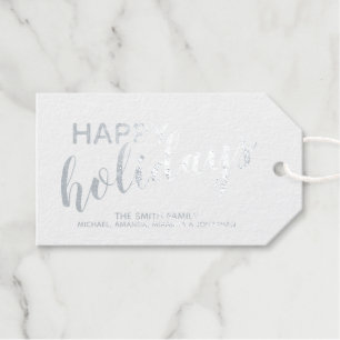 'Happy Holidays' festivals Silver Foil Gift Tags Geschenkanhänger