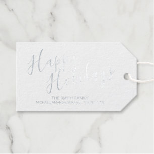 'Happy Holidays' festivals Silver Foil Gift Tags Geschenkanhänger