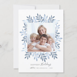Happy Holidays Festive Foliage Foto Frame Feiertagskarte