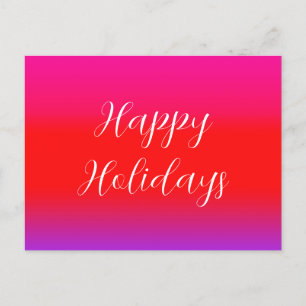 Happy Holidays Festive Magenta Red Lila Ombre Postkarte