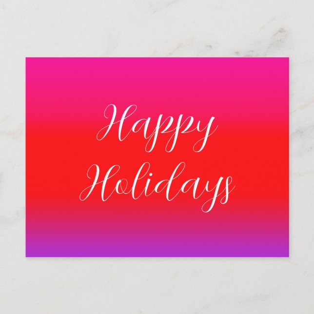 Happy Holidays Festive Magenta Red Lila Ombre Postkarte (Vorderseite)