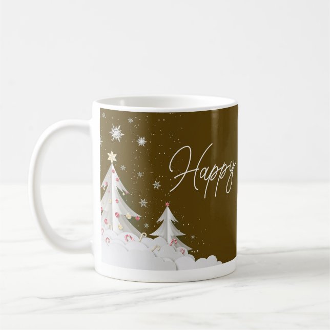 Happy Holidays – Festive Winter Brown Mug Kaffeetasse (Links)