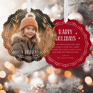Happy Holidays festlicher Schriftart Dot border re Ornament Karte