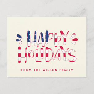 Happy Holidays - Flag Typografy aus den USA - Weih Postkarte