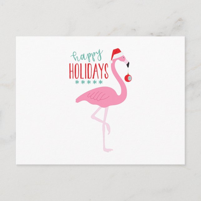Happy Holidays Flamingo Postkarte (Vorderseite)