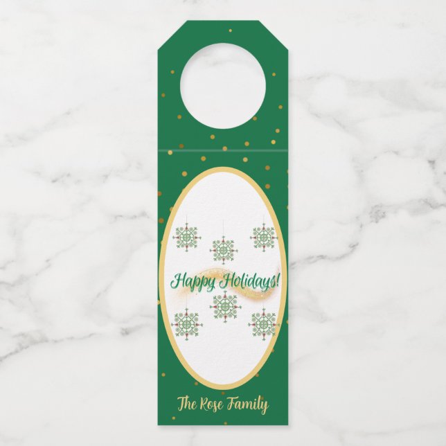 Happy Holidays Flasche Hanger Tags Flaschenanhänger (Vorderseite)