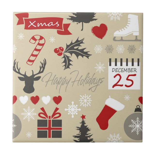 Happy Holidays Fliese (Vorderseite)