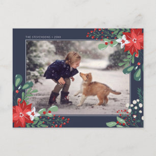 Happy Holidays Floral   Foto Holiday Card Feiertagspostkarte