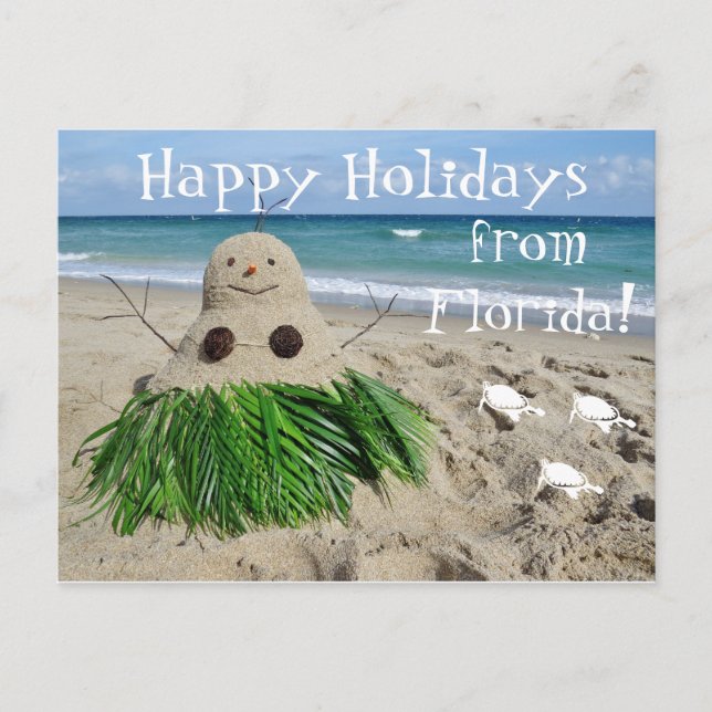Happy Holidays Florida Weihnachten Snowman Sandman (Vorderseite)