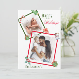 Happy Holidays Foto Aquarell Gaben Candy Cane Feiertagskarte