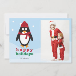 Happy Holidays Foto Card mit Pinguin - Weihnachten