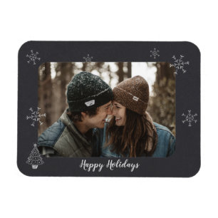 Happy Holidays Foto Chalkboard Design Schneeflocke Magnet