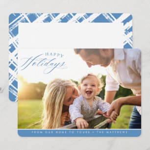 HAPPY HOLIDAYS FOTO elegant kalligraphisch blau Feiertagskarte
